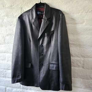 VTG 90's Minimalist Oversized Black Tailored Leather Blazer Sz M